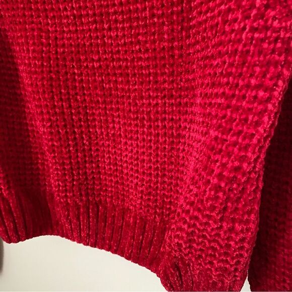 Divided Sweater H&M Knit Mock Neck Red Pink Cropped Casual Solid - Picture 3 of 10